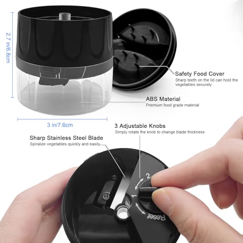 SUREWIN Vegetable Spiralizer 3 in 1 Spiralizer for Veggie Noodles Adjustable Zucchini Noodle Maker Vegetable Chopper for Cucumber, Zucchini, Carrot- Black