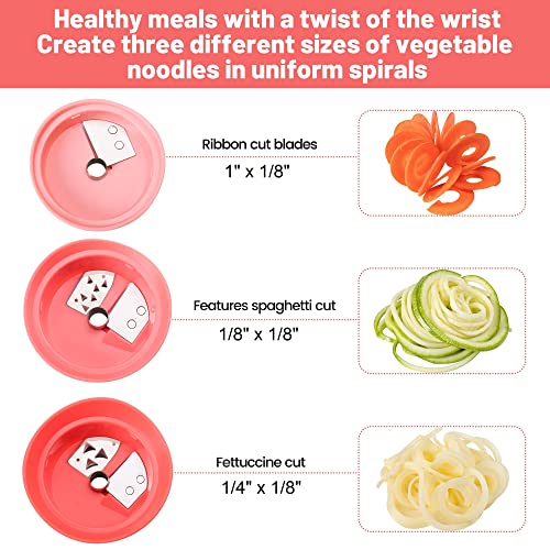 Gaussra Rose Handheld Spiralizer Vegetable Spiralizer Vegetable Slicer Zucchini Spaghetti Maker Zoodle Maker Veggie Spiralizer Zucchini Noodle Maker Zucchini Spiralizer Zoodle Spiralizer