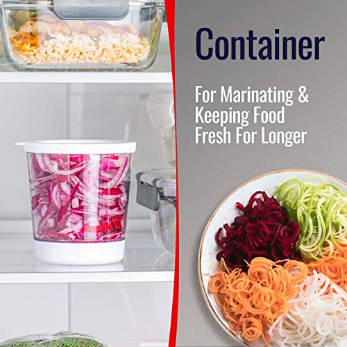 Fullstar Black 6 in 1 Vegetable Spiralizer, Stainless Steel Blade, Adjustable Handheld Spaghetti Cutter, Zucchini Noodles, Container Included