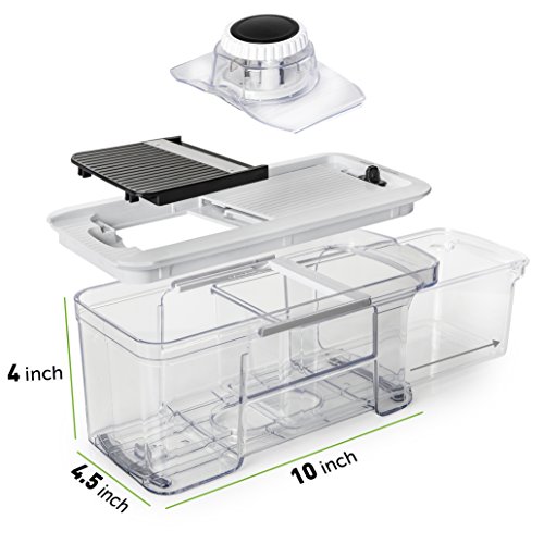 PrepNaturals Adjustable Mandoline Slicer with Spiralizer Vegetable Slicer - Black Veggie Slicer Mandoline Food Slicer with Julienne Grater - V Slicer