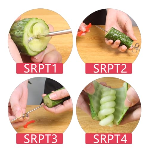 Stainless Steel Veggie Spiralizer: Cucumber Slicer Veggie Spiral Cutter Coil Potatoes Slicer Spiral Coiler Screw Slicer Cutter for Fruits Vegetables Spiralizer to Rotate Carrot