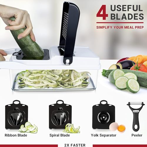 Vegetable Chopper 25 in 1 Multifunction Onion Chopper Dicer, Spiralizer for Veggie Cutter, Mandoline Slicer, Food Chopper with Container, 13 Blades