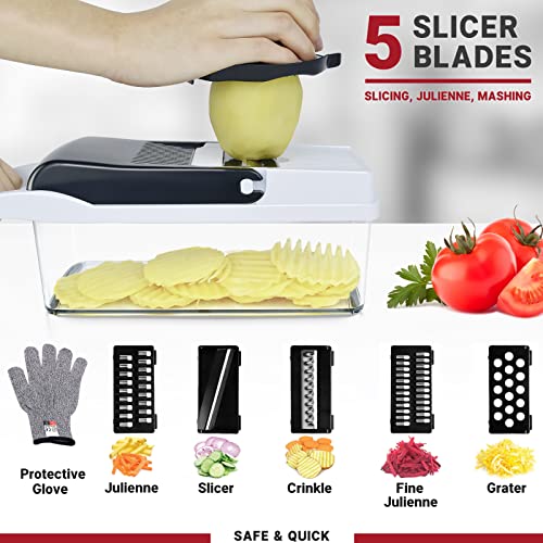 Vegetable Chopper 25 in 1 Multifunction Onion Chopper Dicer, Spiralizer for Veggie Cutter, Mandoline Slicer, Food Chopper with Container, 13 Blades