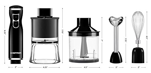 Chefman Electric Spiralizer & Immersion Blender/Vegetable Slicer 6-in-1 Food Prep Combo Kit, Includes 3 Spiralizing Blade Attachments, Zoodle Maker; Grate, Ribbon, Spiral, Blend, Chop, and Puree