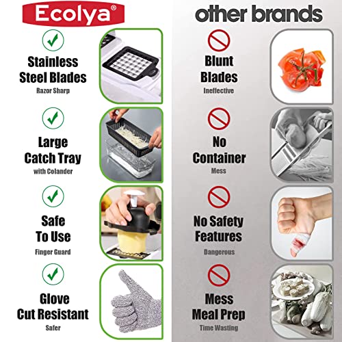 Vegetable Chopper 25 in 1 Multifunction Onion Chopper Dicer, Spiralizer for Veggie Cutter, Mandoline Slicer, Food Chopper with Container, 13 Blades