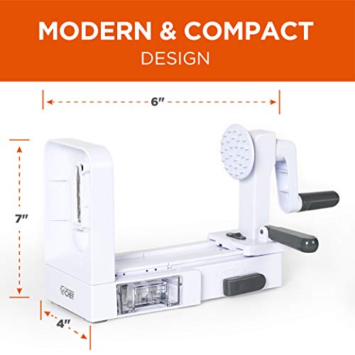 COMMERCIAL CHEF Mini Spiralizer Pasta Maker, Food Spiralizer Set with 4 Blades and Veggie Noodle Maker, Manual Vegetable Spiralizer for Squash, Zucchini, Potatoes, Carrots and More