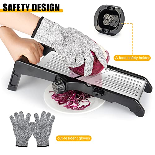 Mandoline Food Slicer for kitchen, Adjustable Stainless Steel Mandoline Vegetable slicer, Food slicer Onion Potato Chip French Fry 7 in-1 vegetable slicer
