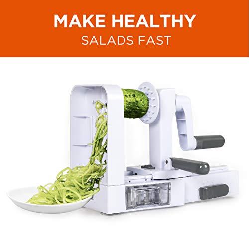 COMMERCIAL CHEF Mini Spiralizer Pasta Maker, Food Spiralizer Set with 4 Blades and Veggie Noodle Maker, Manual Vegetable Spiralizer for Squash, Zucchini, Potatoes, Carrots and More
