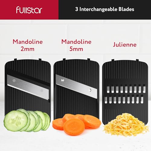 Fullstar Mandoline Slicer for Kitchen, Potato Slicer, Vegetable Slicer, Mandoline Food Slicer, Onion Slicer, Veggie Slicer, Fruit Slicer, Kitchen Mandoline Slicer (3 Blades White)
