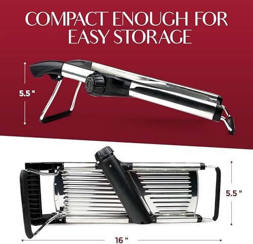 Gramercy Adjustable Mandoline Food Slicer, Mandoline Slicer for Kitchen, Mandolin, Potato Slicer, Tomato Slicer, Carrot Slicer, Onion Slicer - Stainless Steel - INCLUDING One Pair Cut-Resistant Gloves