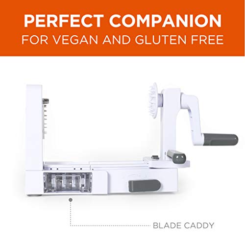 COMMERCIAL CHEF Mini Spiralizer Pasta Maker, Food Spiralizer Set with 4 Blades and Veggie Noodle Maker, Manual Vegetable Spiralizer for Squash, Zucchini, Potatoes, Carrots and More