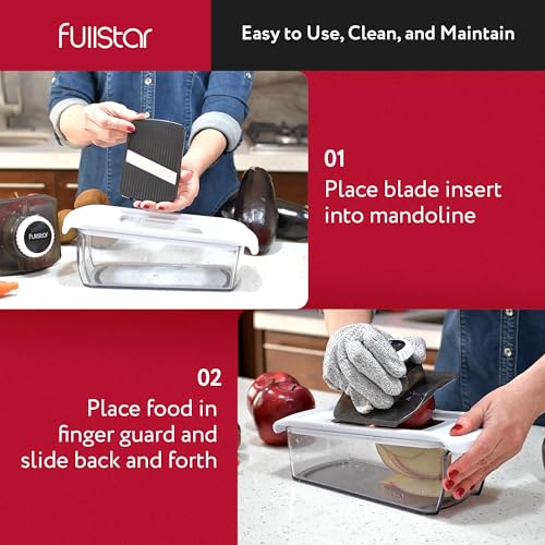 Fullstar Mandoline Slicer for Kitchen, Potato Slicer, Vegetable Slicer, Mandoline Food Slicer, Onion Slicer, Veggie Slicer, Fruit Slicer, Kitchen Mandoline Slicer (3 Blades White)