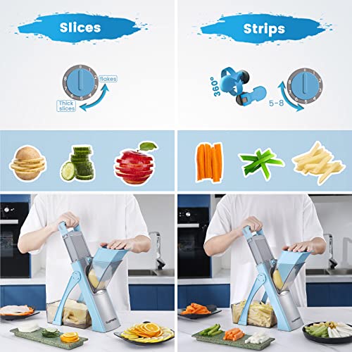 SUPMAKIN Upgrade Safe Mandoline Slicer, Adjustable Potato Slicer, Vegetable Food Chopper, Fry Cutter Ktichen Chopping Artifact NewHome Gift (JS03)