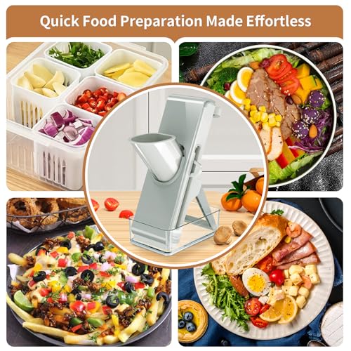 LaCyan Mandoline Food Slicer, Potatoes Slicer, 4in1 Safe Mandoline Slicer for kitchen, Kitchen Food Slicer - Safe Mandoline Slicer, Vegetable Slicer, Mandolibe Slicer, Fast Meal Prep (Grey)