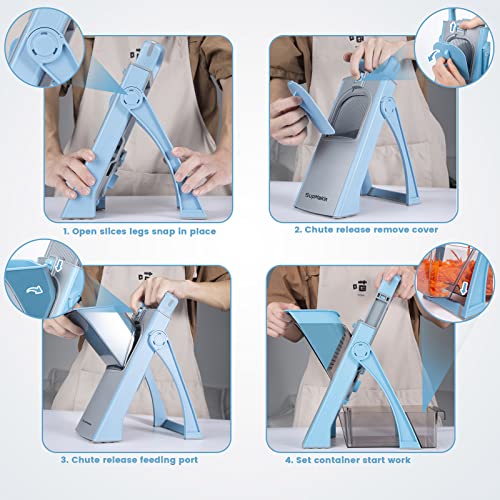 SUPMAKIN Upgrade Safe Mandoline Slicer, Adjustable Potato Slicer, Vegetable Food Chopper, Fry Cutter Ktichen Chopping Artifact NewHome Gift (JS03)