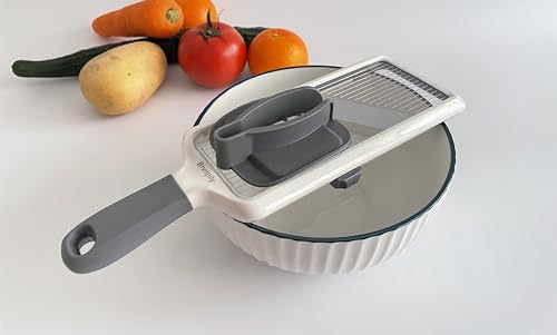 Brvnpily Handheld Mandoline Slicer with Food Holder Mandoline Food Slicer Adjustable Stainless Steel Blades Veggie Chopper & Cheese Grater for Speedy Slicing of Fruits and Vegetables