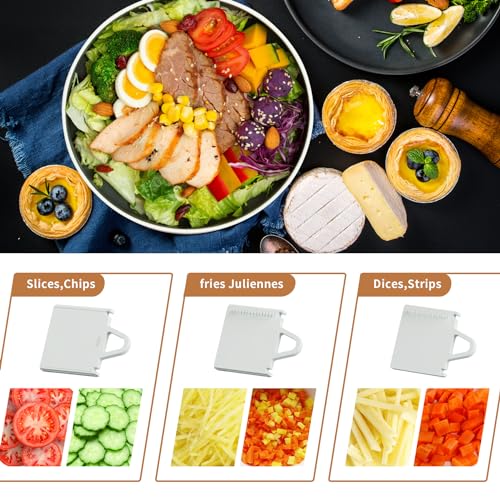 LaCyan Mandoline Food Slicer, Potatoes Slicer, 4in1 Safe Mandoline Slicer for kitchen, Kitchen Food Slicer - Safe Mandoline Slicer, Vegetable Slicer, Mandolibe Slicer, Fast Meal Prep (Grey)