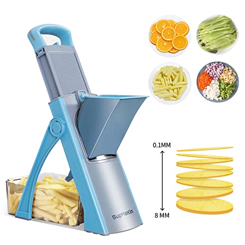SUPMAKIN Upgrade Safe Mandoline Slicer, Adjustable Potato Slicer, Vegetable Food Chopper, Fry Cutter Ktichen Chopping Artifact NewHome Gift (JS03)