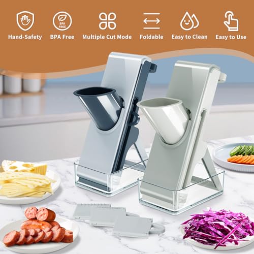 LaCyan Mandoline Food Slicer, Potatoes Slicer, 4in1 Safe Mandoline Slicer for kitchen, Kitchen Food Slicer - Safe Mandoline Slicer, Vegetable Slicer, Mandolibe Slicer, Fast Meal Prep (Grey)