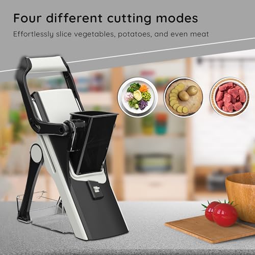 Mandoline Food Slicer - Multi Vegetable Chopper & Food Veggie Cutter with Stainless Steel Blades - Onion, Carrot & Potato Slicer for Cooking & Kitchen Meal Prep