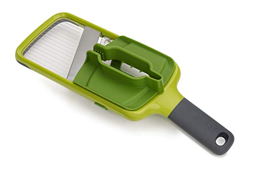 Joseph Joseph Multi Hand-held Mandoline Slicer with Food Grip and Adjustable Blades Dishwasher Safe, One-size, Green