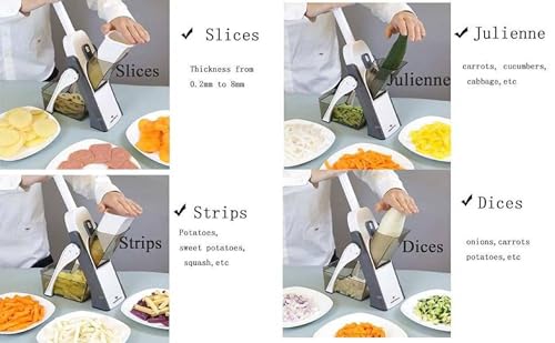 Safe Mandoline Slicer Kitchen Essentials Tool Mandoline Slicer and Vegetable Cutter 5 in 1 Slicer, Potato Slicer,Cheese Shredder Vegetable Slicer & Vegetable Chopper