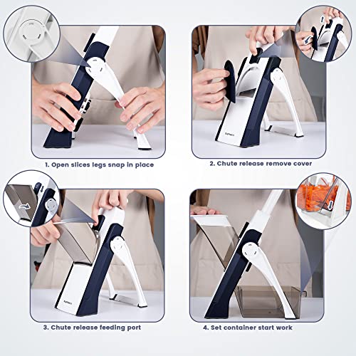 SUPMAKIN Safe Mandoline Slicer, Adjustable Potato Slicer, Vegetable Food Chopper, French Fry Cutter Ktichen Chopping Artifact NewHome Gift Blue