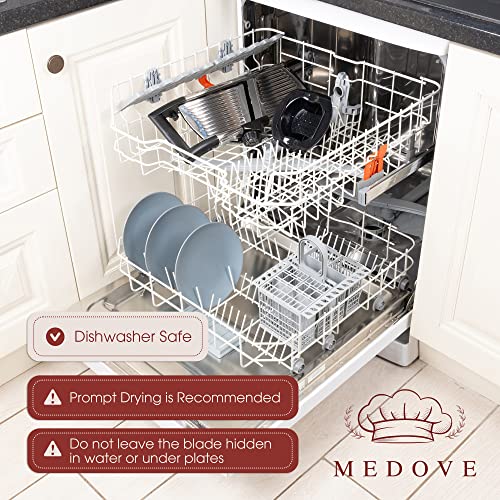 Mandoline Slicer – 6-Setting Adjustable Mandoline Slicer for Kitchen, 16.5 x 5 In. Platform, Hand Guard, Cut-Resistant Gloves – Vegetable Chopper, Meat Slicer, Cheese Slicer by Medove