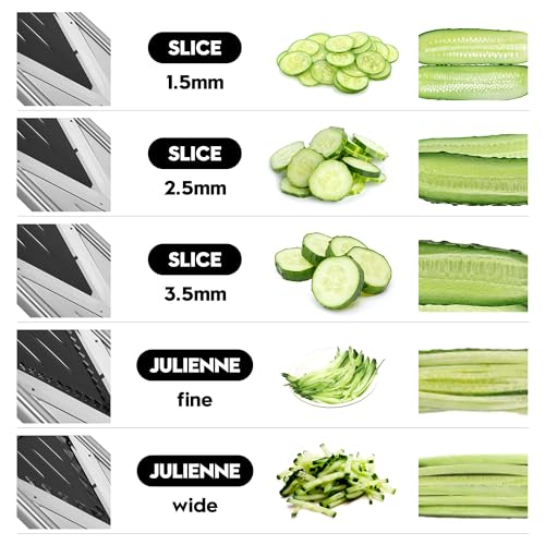 Supernal 5-in-1 Adjustable Mandolin Slicer for Kitchen V-Blade Stainless Steel Mandoline Food Slicers Vegetable Cutter,Julienne Slicer, Potato Onion Slicer With Cut-Resistant Gloves&Cleaning Brush