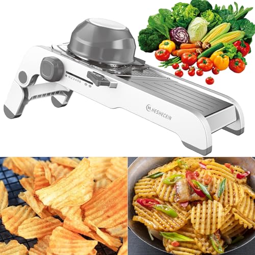 24-In-1 Mandoline Slicer for Kitchen,Adjustable Kitchen Mandoline Slicer,Food Chopper,Safe Mandoline Food Slicer,Mandolin with Waffle Fry Cutter-Grey