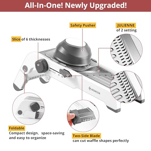 24-In-1 Mandoline Slicer for Kitchen,Adjustable Kitchen Mandoline Slicer,Food Chopper,Safe Mandoline Food Slicer,Mandolin with Waffle Fry Cutter-Grey