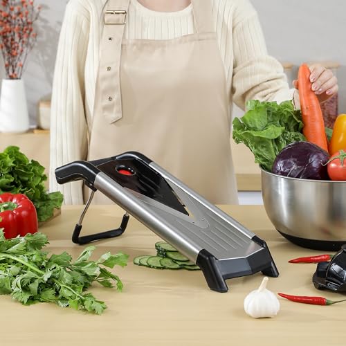 Supernal 5-in-1 Adjustable Mandolin Slicer for Kitchen V-Blade Stainless Steel Mandoline Food Slicers Vegetable Cutter,Julienne Slicer, Potato Onion Slicer With Cut-Resistant Gloves&Cleaning Brush