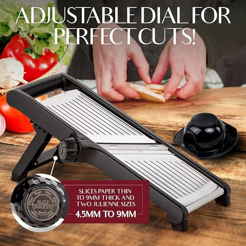 Gramercy Food Slicer With Cut-Resistant Gloves - Mandoline for Vegetables, Potatoes, Cucumbers