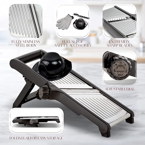 Gramercy Food Slicer With Cut-Resistant Gloves - Mandoline for Vegetables, Potatoes, Cucumbers