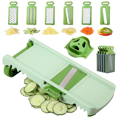 HAIXIN HOME Mandoline Slicer for Kitchen, 6 in 1 Food Slicer with Hand Holder, Interchangeable Cheese Grater with 6 Blades, Professional Vegetable Slicer for Salad