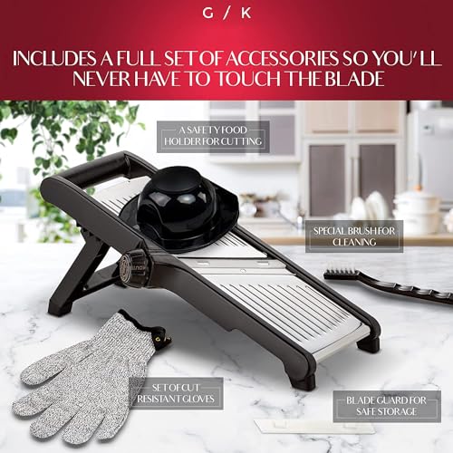 Gramercy Food Slicer With Cut-Resistant Gloves - Mandoline for Vegetables, Potatoes, Cucumbers