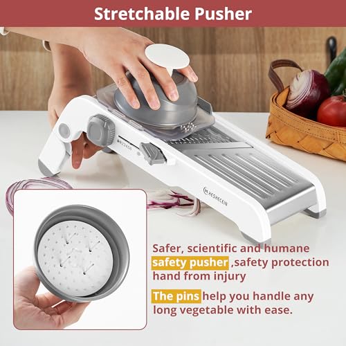 24-In-1 Mandoline Slicer for Kitchen,Adjustable Kitchen Mandoline Slicer,Food Chopper,Safe Mandoline Food Slicer,Mandolin with Waffle Fry Cutter-Grey