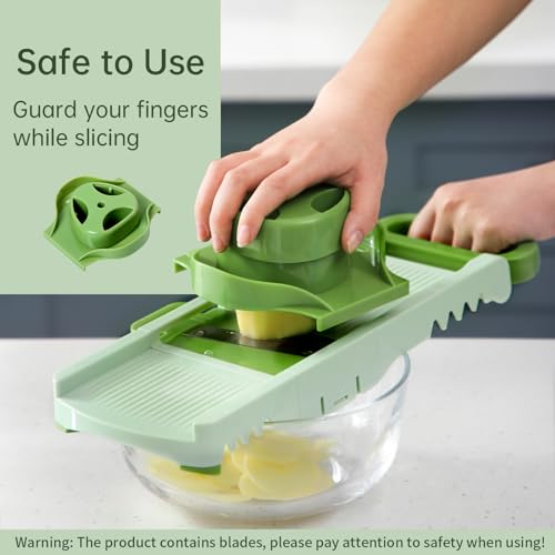 HAIXIN HOME Mandoline Slicer for Kitchen, 6 in 1 Food Slicer with Hand Holder, Interchangeable Cheese Grater with 6 Blades, Professional Vegetable Slicer for Salad