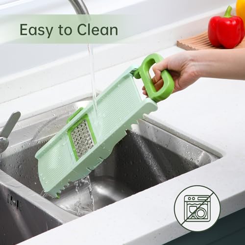 HAIXIN HOME Mandoline Slicer for Kitchen, 6 in 1 Food Slicer with Hand Holder, Interchangeable Cheese Grater with 6 Blades, Professional Vegetable Slicer for Salad