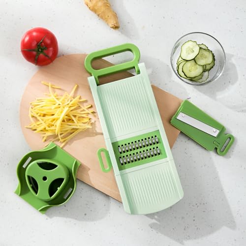 HAIXIN HOME Mandoline Slicer for Kitchen, 6 in 1 Food Slicer with Hand Holder, Interchangeable Cheese Grater with 6 Blades, Professional Vegetable Slicer for Salad