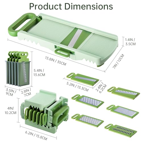 HAIXIN HOME Mandoline Slicer for Kitchen, 6 in 1 Food Slicer with Hand Holder, Interchangeable Cheese Grater with 6 Blades, Professional Vegetable Slicer for Salad