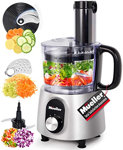 Mueller Ultra Prep Food Processor Chopper for Dicing, Slicing, Shredding, Mincing, and Pureeing, Food Chopper for Vegetables, Meat, Grains, Nuts, 8 Cup, Silver