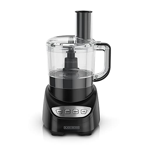 BLACK+DECKER 8-Cup Food Processor, Easy Assembly, Stainless Steel S-Blade, Shred, Slice, Chop, Puree, 450W Motor