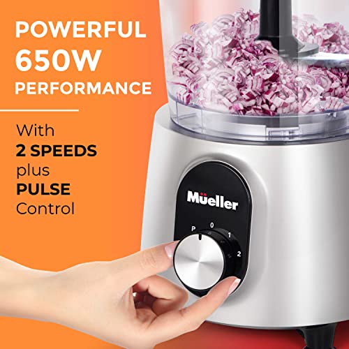 Mueller Ultra Prep Food Processor Chopper for Dicing, Slicing, Shredding, Mincing, and Pureeing, Food Chopper for Vegetables, Meat, Grains, Nuts, 8 Cup, Silver