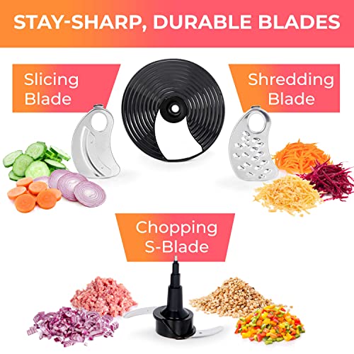 Mueller Ultra Prep Food Processor Chopper for Dicing, Slicing, Shredding, Mincing, and Pureeing, Food Chopper for Vegetables, Meat, Grains, Nuts, 8 Cup, Silver