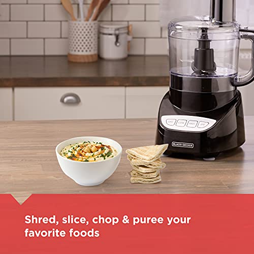 BLACK+DECKER 8-Cup Food Processor, Easy Assembly, Stainless Steel S-Blade, Shred, Slice, Chop, Puree, 450W Motor