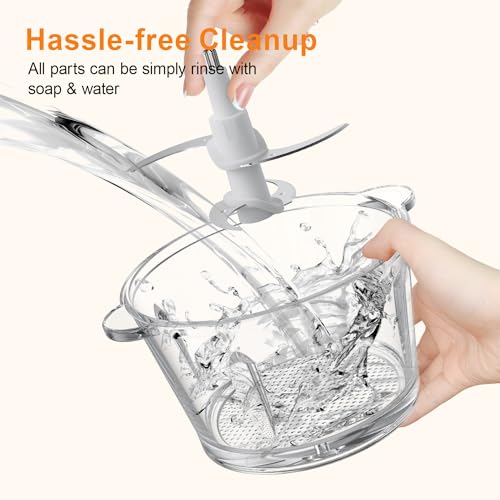 HOVOBO Food Processor, 500W Electric Meat Grinder Food Chopper with Two 8 Cup Bowls & 2 Bi-Level Blades, 2 Speed Kitchen Cutter for Vegetable, Onion, Garlic, Meat, Nuts, and Baby Food, Black