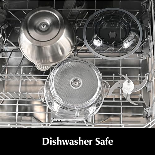 Kitchen in the box Food Processors,Small Meat Grinder & Food Chopper Electric Vegetable Chopper with 2 Bowls (8 Cup+8 Cup)& 2 Bi-Level Blades for Meat/fish/Vegetable/Baby Food，400 W (Black)