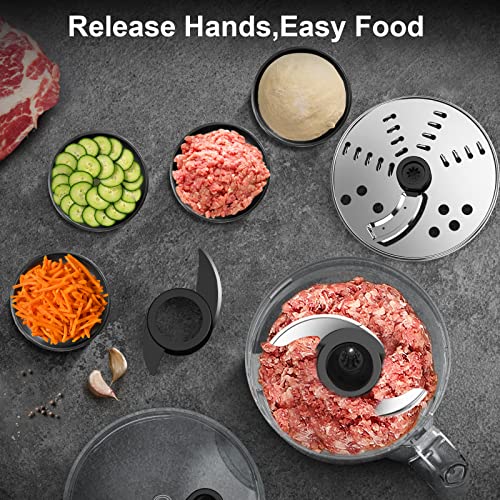 Anthter 600W Professional Food Processor - 7 Cups, Reversible Discs, Blades for Chopping, Slicing, Purees & Dough