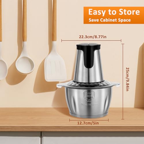 Enfmay 500W Electric Food Processors, Food Chopper 8 Cup 2 Bowls with Meat Grinder & Veggie Chopper, 2 Bi-Level Blades Baby Use Mini Food Processor for Meat, Onion, Vegetables, Fruits and Nuts